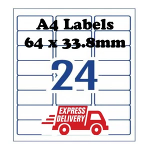 A4 Self Adhesive Address Labels Laser Inkjet Print Mailing Stickers 24 Per Sheet - Picture 1 of 1