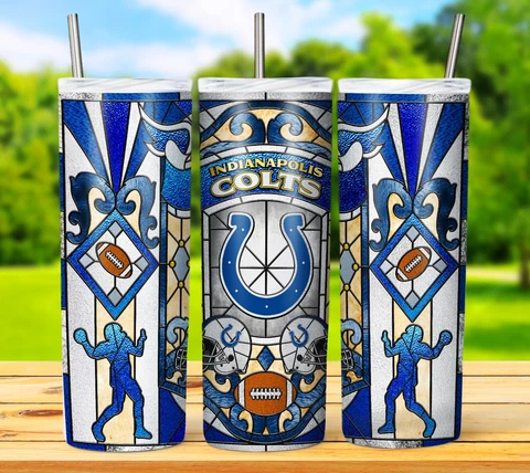 20oz Indianapolis Colts tumbler with box, lid and straw Cover