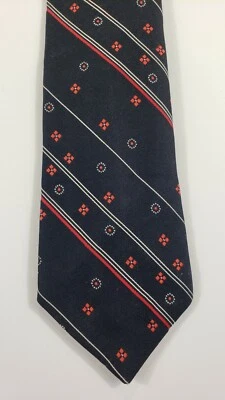 Don Loper Beverly Hills Mens Black With Red And White Patterned Tie - Image 1 of 4