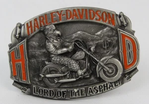 Harley Davidson Vintage Eagle Biker Belt Buckle Lord of Asphalt 1992 Baron USA - Picture 1 of 10