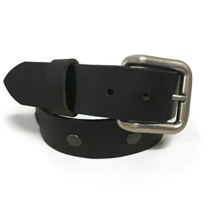 Cinturón de cuero de búfalo tachonado hecho a mano - negro - Imagen 1 de 60