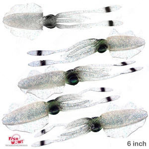 5 piezas Fish WOW 6" Pesca Persecución Calamar Falda Real Pulpo Cebo 3D Ojo Cristal - Imagen 1 de 12