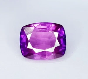 6.42 Ct Natural Purple Sapphire Loose Gemstone Certified Cushion Shape Sapphire - Picture 1 of 10