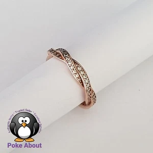 Authentic Pandora CZ Rose gold Twist of Fate Ring Size 52 180892 Retired - Picture 1 of 6