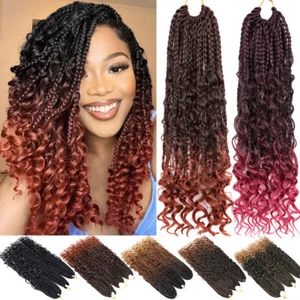 Ombre Goddess Crochet Box Braids Bohomian Pre-looped Wavy Braids Hair Extensions - Picture 1 of 25