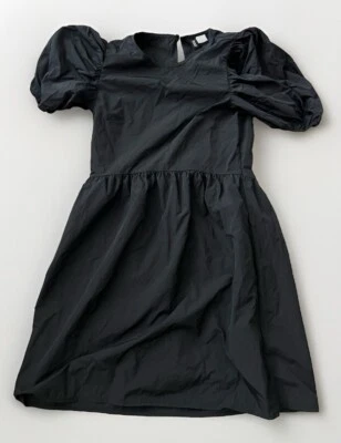 Divided Black Puff Sleeve Puff Mini Dress-Comfy-Casual-Party-Size 4 - image 1 of 4