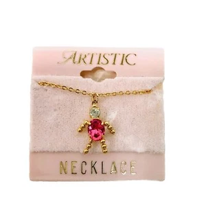 Artistic Children's Tourmaline October Birthstone Pendant Gold Tone 16" Necklace - Picture 1 of 4