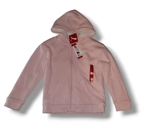 Puma Hoodie Girls Medium 10-12 Pink Fleece Lined Logo Full Zip Sweatshirt - Picture 1 of 8