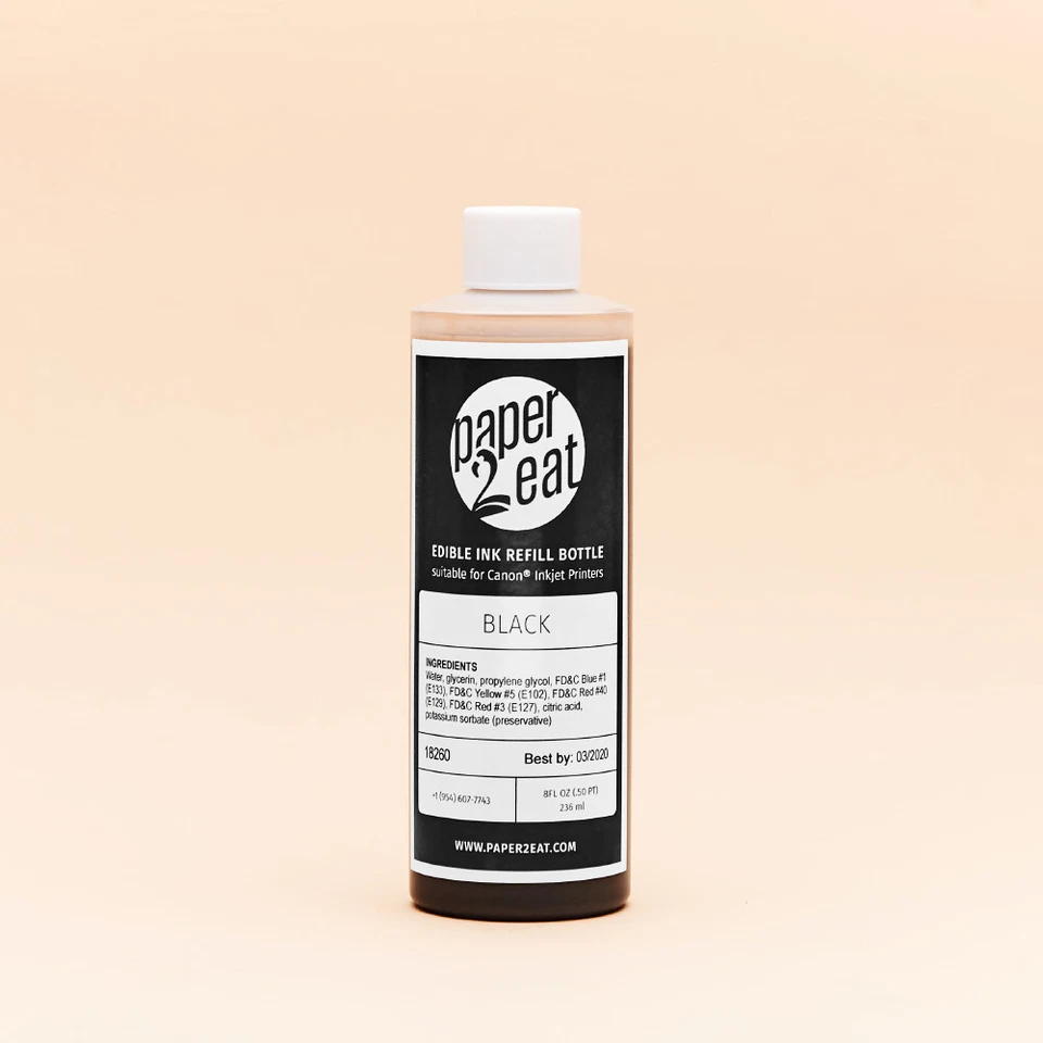 8 fl.oz. Tinta de recarga comestible premium (236 ml) - CERTIFICADA KOSHER Y COMPATIBLE CON LA FDA Foto 1 de 1