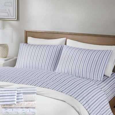 Juego de sábanas de algodón con bolsillo profundo estampado Madison Park Count tamaño Queen King completo Foto 1 de 4