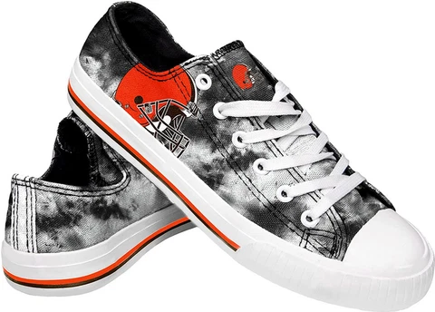 CLEVELAND BROWNS NFL WOMENS SNEAKER SZ 8 TIE DYE BLACK CANVAS CHUCK STYLE NIB Cover