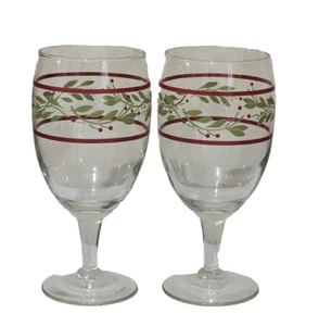 Juego de copas de vacaciones Holly Berry 7" - 2 vasos de Navidad té helado agua cristalería - Imagen 1 de 8