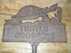 Cast Iron TURTLE CROSSING Sign Garden Stake Home Decor Pond Plaque 