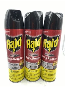(3) Raid Ant Roach Killer Lemon Scent 17.5 oz Attack Control Prevent Bugs - Picture 1 of 3