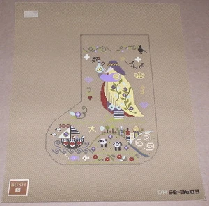 Hirtenbusch Wir drei Könige handbemalt Nadelspitze Weihnachtsstrumpf Leinwand - Bild 1 von 2