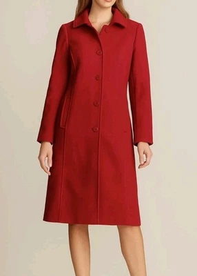 Gabardina Worthington roja mezcla de lana guisante para mujer talla pequeña botón largo  Foto 1 de 4