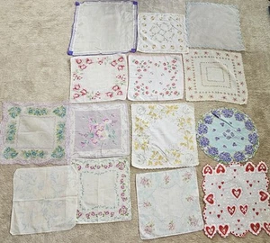 Set Vintage Blumen Herz Druck Taschentuch süß schick Landhaus Leinen Dekor Mehrzweck - Bild 1 von 8