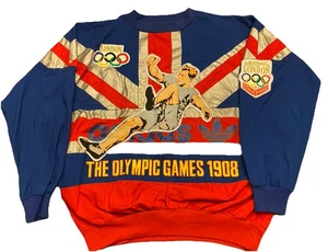 Felpa Adidas Vintage Maglia 1908 1948 Olimpiadi di Londra AOP Crew Uomo Tg L - Foto 1 di 10