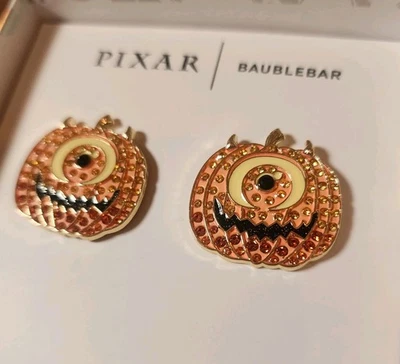 BaubleBar Pixar Mike Wazowski Halloween Pumpkin Jeweled Earrings NEW for 2025 - Image 1 of 3