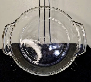Anchor Ovenware Deep Pie Dish Clear 1 qt 9" Diameter Fluted with Handles 1075 - Picture 1 of 4