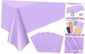 6 Pack Lavender Plastic Tablecloth, 54 X 108Inch Disposable Light Purple - Picture 1 of 7