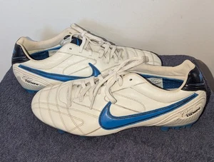 Nike Tiempo Classic AG Soccer Cleats Mens Size 10 White Blue SAMPLE Leather 2009 - Picture 1 of 14