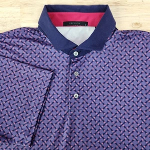 Greyson Golf Poloshirt Herren Größe L Blau Geometrisches Muster - Bild 1 von 7