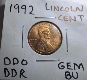 1992 BU Lincoln Memorial Penny Error Doubled Die Reverse  - Double Die Obverse - Picture 1 of 9