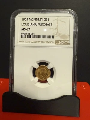 1903 McKinley $1 Gold Louisiana Purchase – NGC MS67 – Rich Toning-$2450 value! - Image 1 of 3
