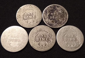 5 verschiedene Barber Groschen 1901 1903 o 1906 1916 1916 s Half Dollar 90 Trödel Silber - Bild 1 von 2