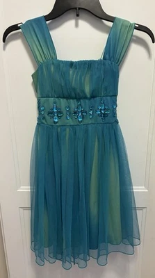 My Michelle Girls Blue Green Dress Party Dress Holiday Dress Size 8 - Image 1 of 4