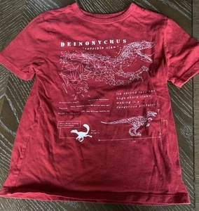 Gap Kids Red Deinonychus Dinosaur Youth Size Medium Cotton T-Shirt - Picture 1 of 3
