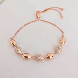 Elegant CZ Bead Bracelet, 925 Sterling Silver, Adjustable Charm Bracelet - Picture 1 of 7