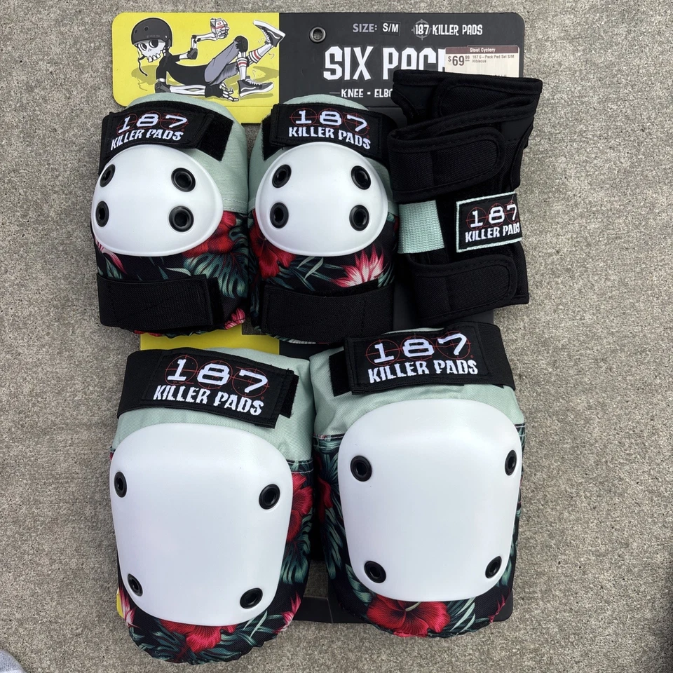 187 Killer Pads joelheiras de skate, cotovelos, protetores de pulso, pacote com seis XS - Imagem 1 de 1