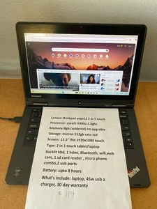 lenovo yoga 12(20DK) 2 in 1 12,5" FHD touch i5(5th gen) 8gb 512ssd backlit KBD - Bild 1 von 13