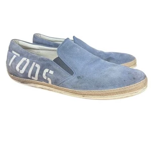 Mocassini espadrillas Tods uomo blu scamosciato logo scritto scarpe slip on taglia 10,5 - Foto 1 di 16
