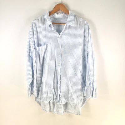 Camisa abotonada mujer sin marca talla 20 blanco azul rayas 121244 Foto 1 de 4