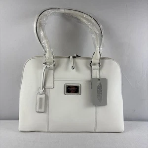 Tignanello Clean & Classic Saffiano Leather Satchel Handbag Ivory NEW With Tags - Picture 1 of 12