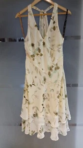 Maria Grachvogel Silk Dress Size 14 By Debenhams Cream, Yellow Green Used - Picture 1 of 16