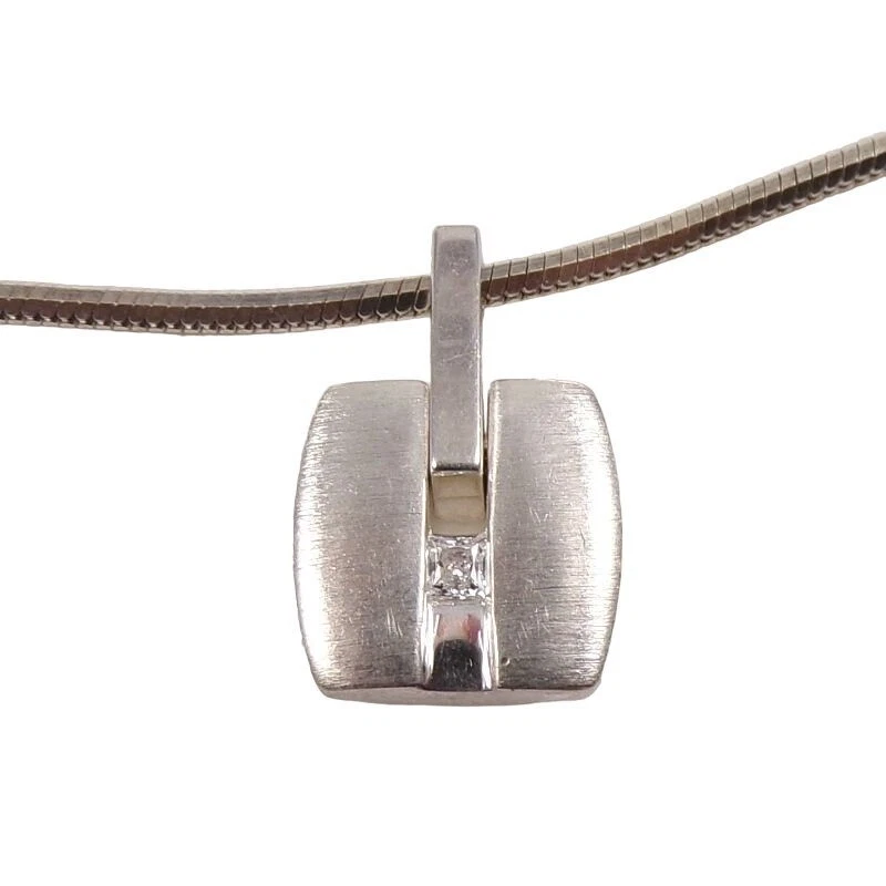 Collar de plata líquida colgante de circonita cúbica transparente fósil 16" Foto 1 de 4