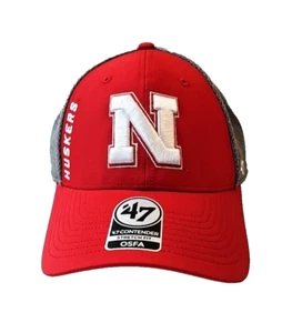 Sombrero NCAA Nebraska Cornhuskers ’47 Marca Contender Ajuste Elástico Rojo Gris OSFM - Imagen 1 de 5