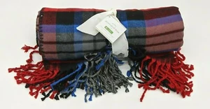 POTTERY BARN ~ GARNET RED PLAID OVERSIZED THROW ~ 55" X 80” ~ HOLIDAY CHRISTMAS - Picture 1 of 2