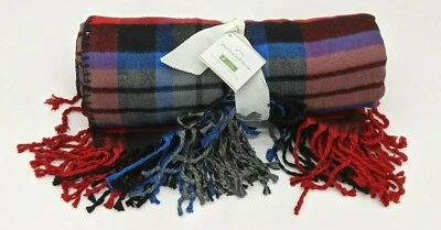 POTTERY BARN ~ GARNET RED PLAID OVERSIZED THROW ~ 55" X 80” ~ HOLIDAY CHRISTMAS - Image 1 of 2