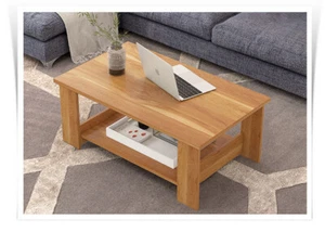 New Wooden Coffee Table Double Shelf Home Office Furniture White/Pine - Picture 1 of 9
