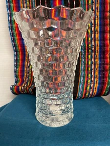 Vintage Homco gestempelt kubistisch ausgestellt Klarglas Vase schwer 8" - Bild 1 von 8