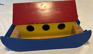 VINTAGE NOAH'S ARK TOY WOODEN BOAT WITH DETACHABLE ROOF - Picture 1 of 17