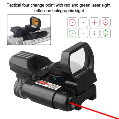 TAC Rifle Green/Red Dot Laser Reflex Sight Holographic Scope 20mm Rail Mount - Image 1 of 4
