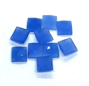 Square Rose Cut Blue Chalcedony AAA Natural Loose Gemstone For Making Jewelry - Picture 1 of 11