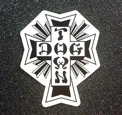 Dogtown Black/White Cross Skateboard Sticker SMALL 2in Dog Town