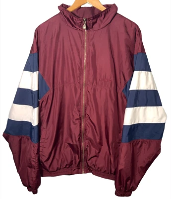 Chaqueta cortavientos de nailon forrada de algodón a rayas Adidas de colección con cremallera completa para hombre XL Foto 1 de 4